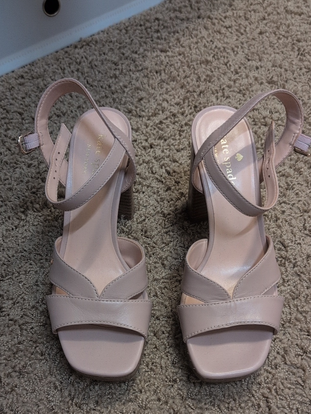 Kate Spade Blush Leather Block Heel Sandals